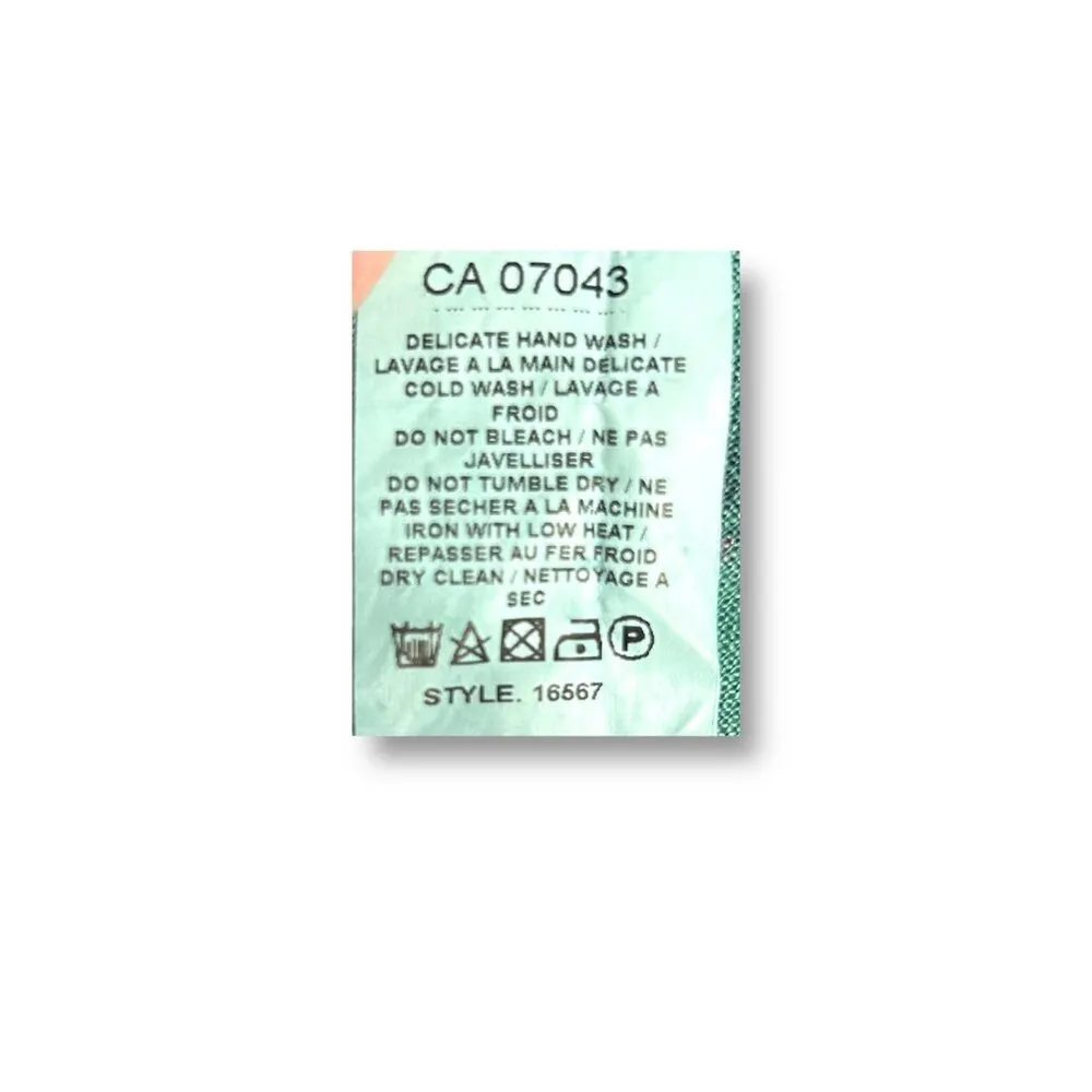 Bellambra Linen Midi Dress Green Floral Boho Art to Wear Italy‎ Bow Tie Womens L Size L - Image 7