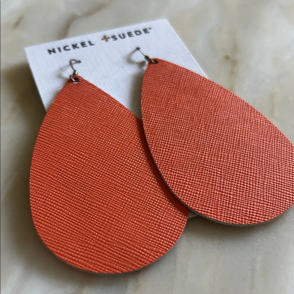 Nickel‎ & Suede Leather Tangerine Teardrops NEW Nickel Free Orange - Image 3