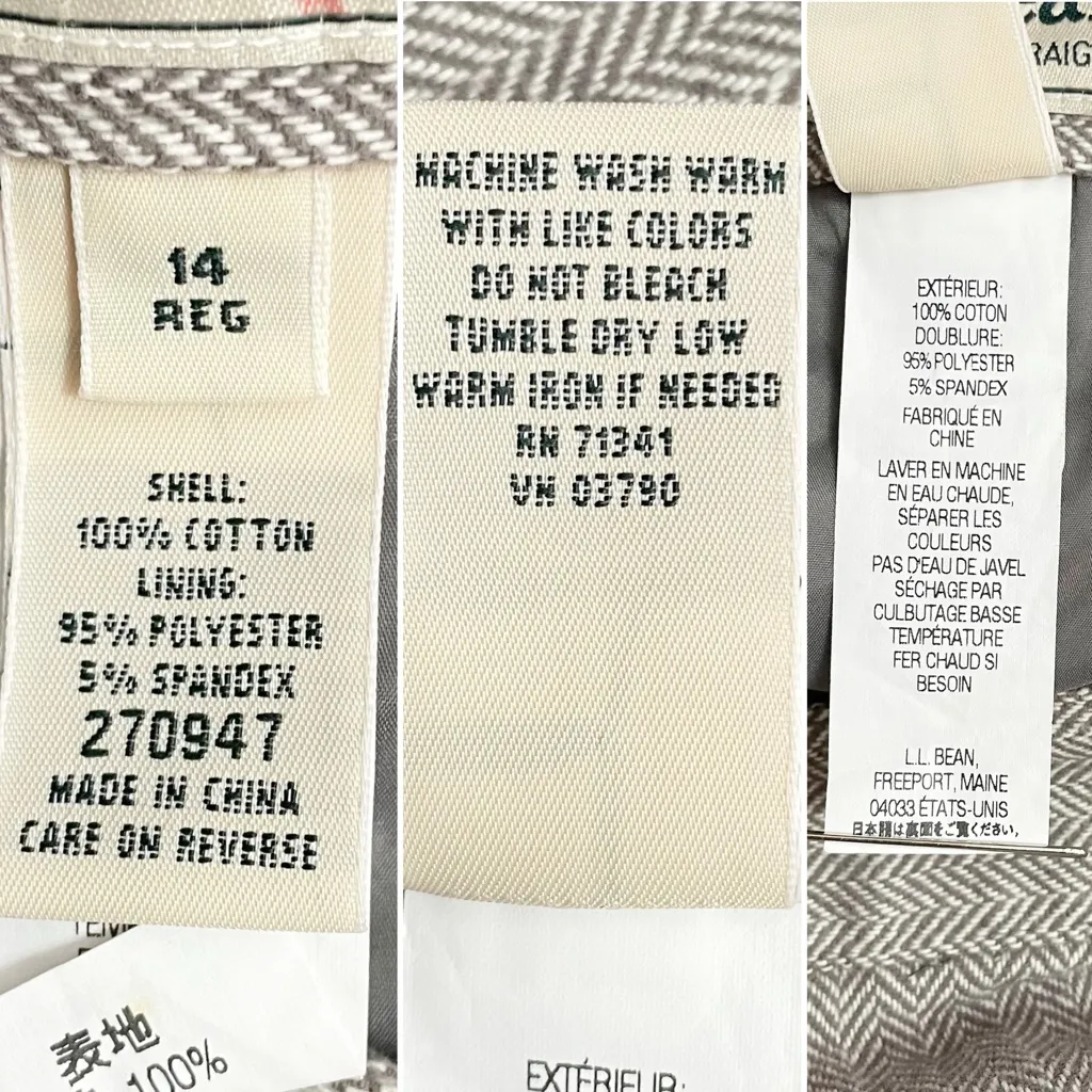 Vintage L.L. Bean Herringbone Tweed Skirt Gray A - Image 10