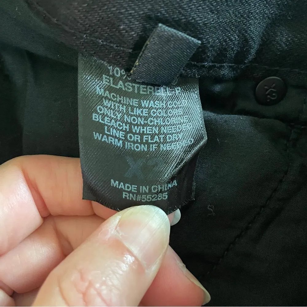 X2 Skinny Straight Jeans 0‎ Black Denim Stretch Low Rise Vtg Y2K Punk Normcore - Image 9