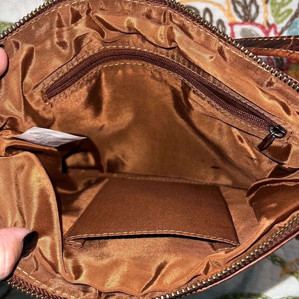 LEVOGUE genuine leather crossbody purse bag distressed leather brown hippie boho - Image 7