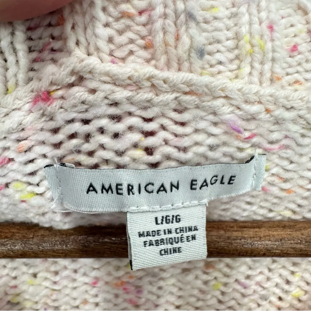 American Eagle Womens Size Large Pink Henley Knit Sweater Casual Preppy Layering - Image 2