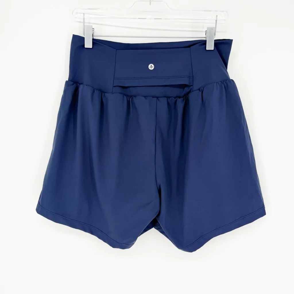 NWT HALARA Super High Waist Back & Side Hidden Pocket Yoga Shorts XL Long Blue - Image 3