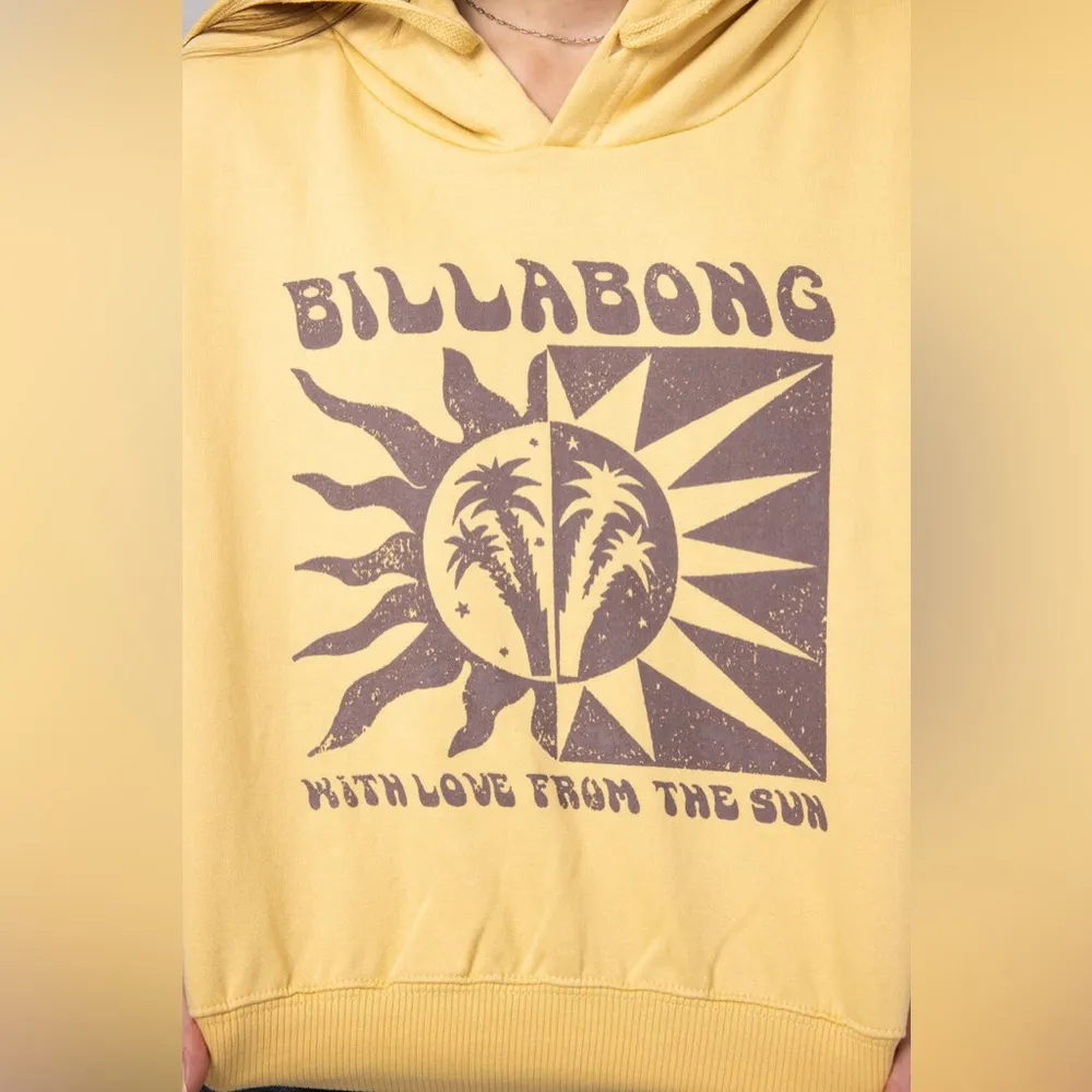 Billabong Yellow Oversized Graphic Hoodie - Image 3