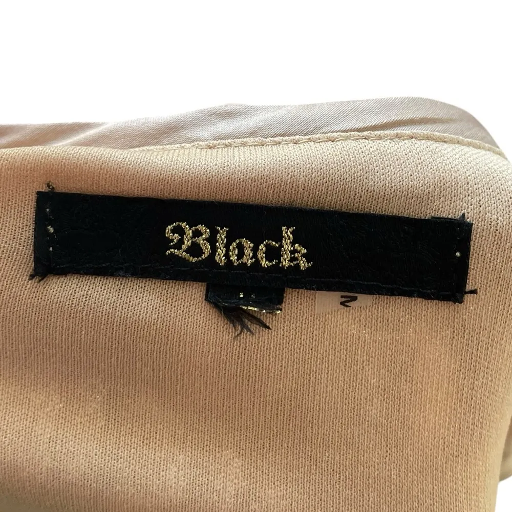 Black Metallic Gold Sequin Cowl Neck Draped Formal Party New Years Mini Dress Size M - Image 7