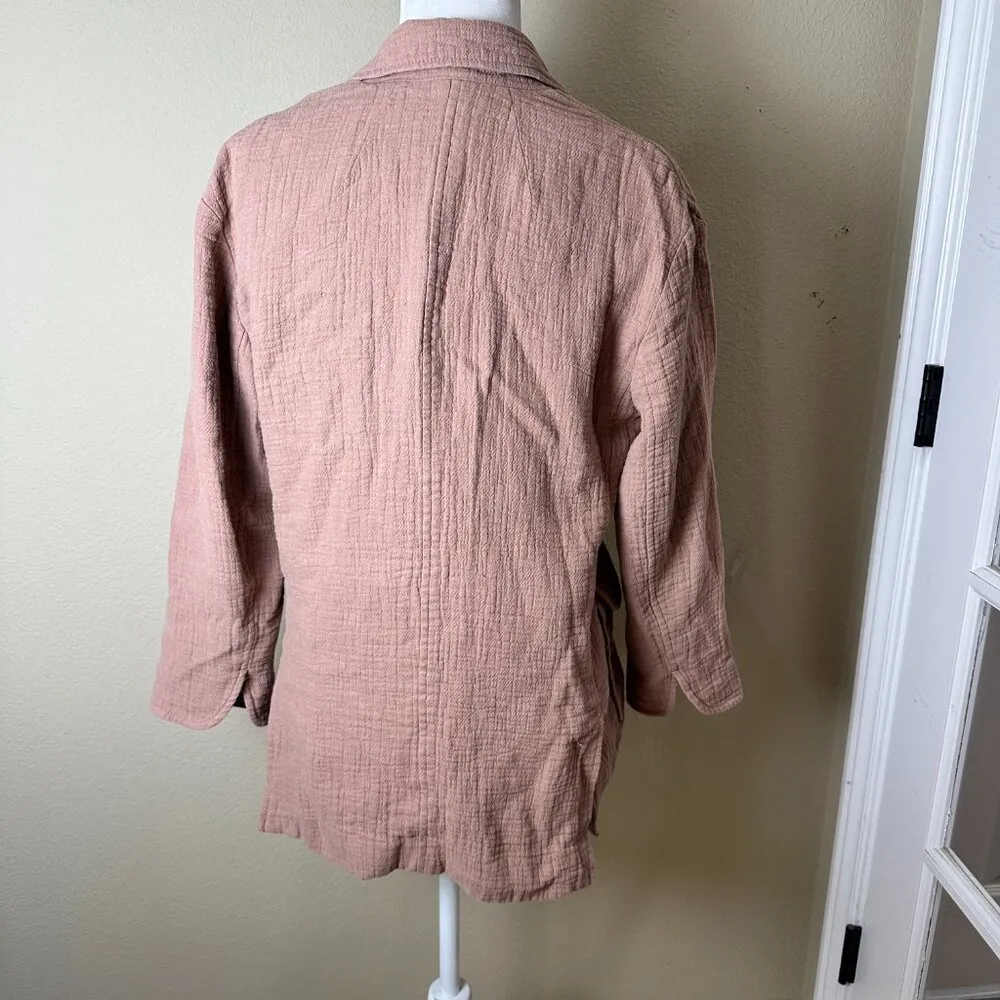 Madewell Linen Blend Gauze Neutral 2 Button Blazer Jacket Size Small - Image 6