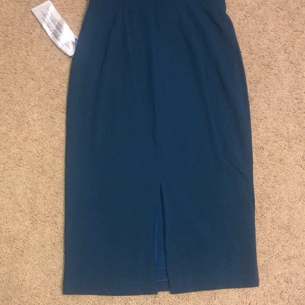 Dress‎ the Population Vanessa Plunging Halter Bodycon Midi Dress Peacock Blue S - Image 10