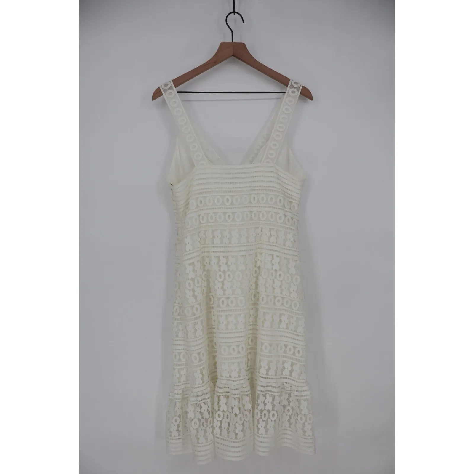 DIANE von FURSTENBERG Tiana Lace Midi Dress White Size 12 V Neck Ruffle Hem - Image 10