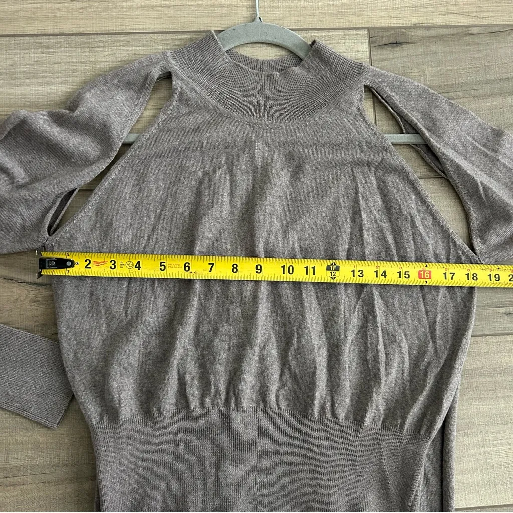 Rejina Pyo Extra Fine Merino Wool Jumper Mock Turtleneck Tie Taupe Sweater L Tan Size L - Image 9