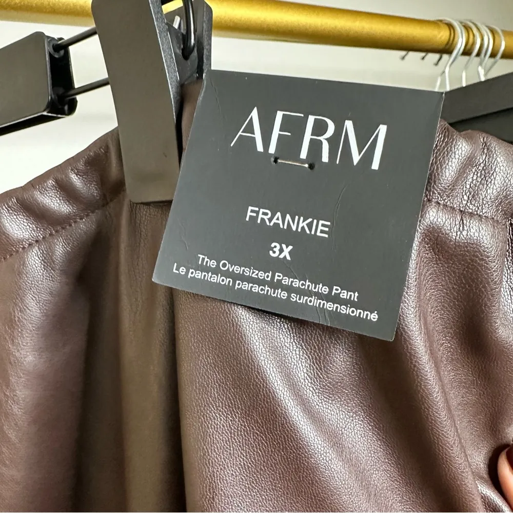 NWT AFRM Frankie Brown Leather Parachute Pants Size 3X - Image 9