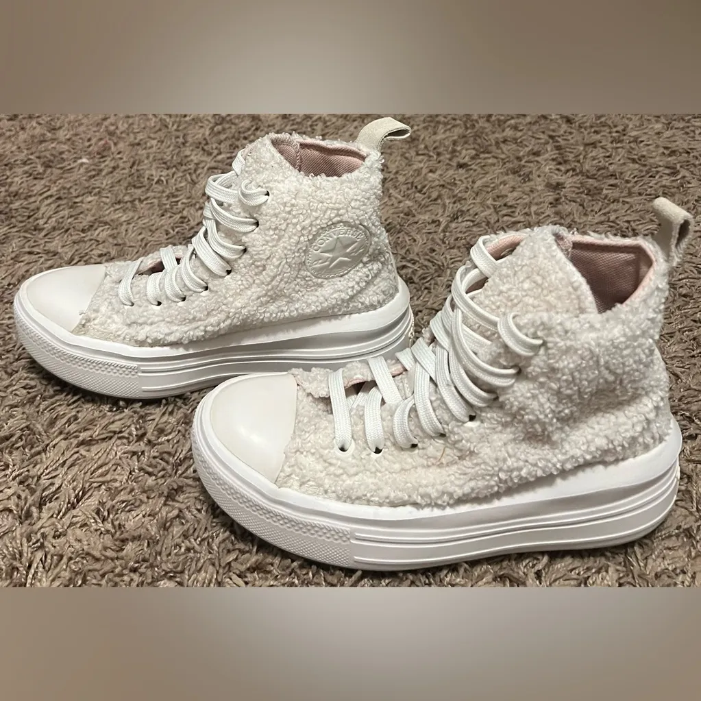 Converse Women's Cream Fleece High-Tops - Image 5