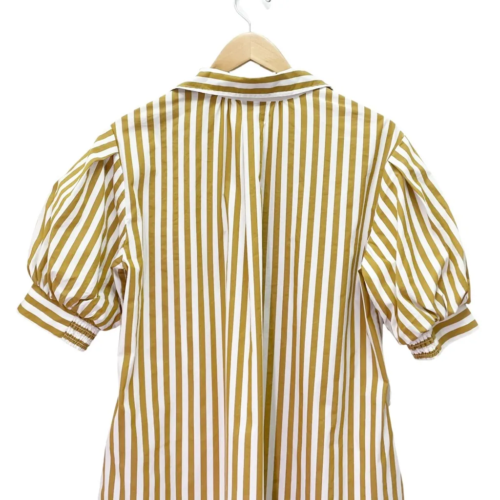 AYR Solstice Striped Shirt Dress Baguette White Puff Sleeve Cotton Size Small - Image 8