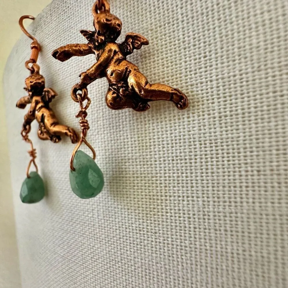 Copper angel stone drop earrings - Image 9