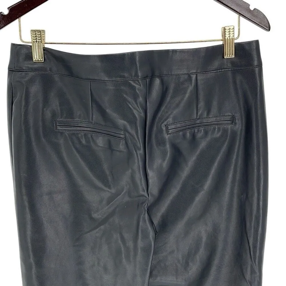 Bagatelle Womens Wide Leg Crop Mid Rise Zip Faux Leather Pants Black Size Medium - Image 4