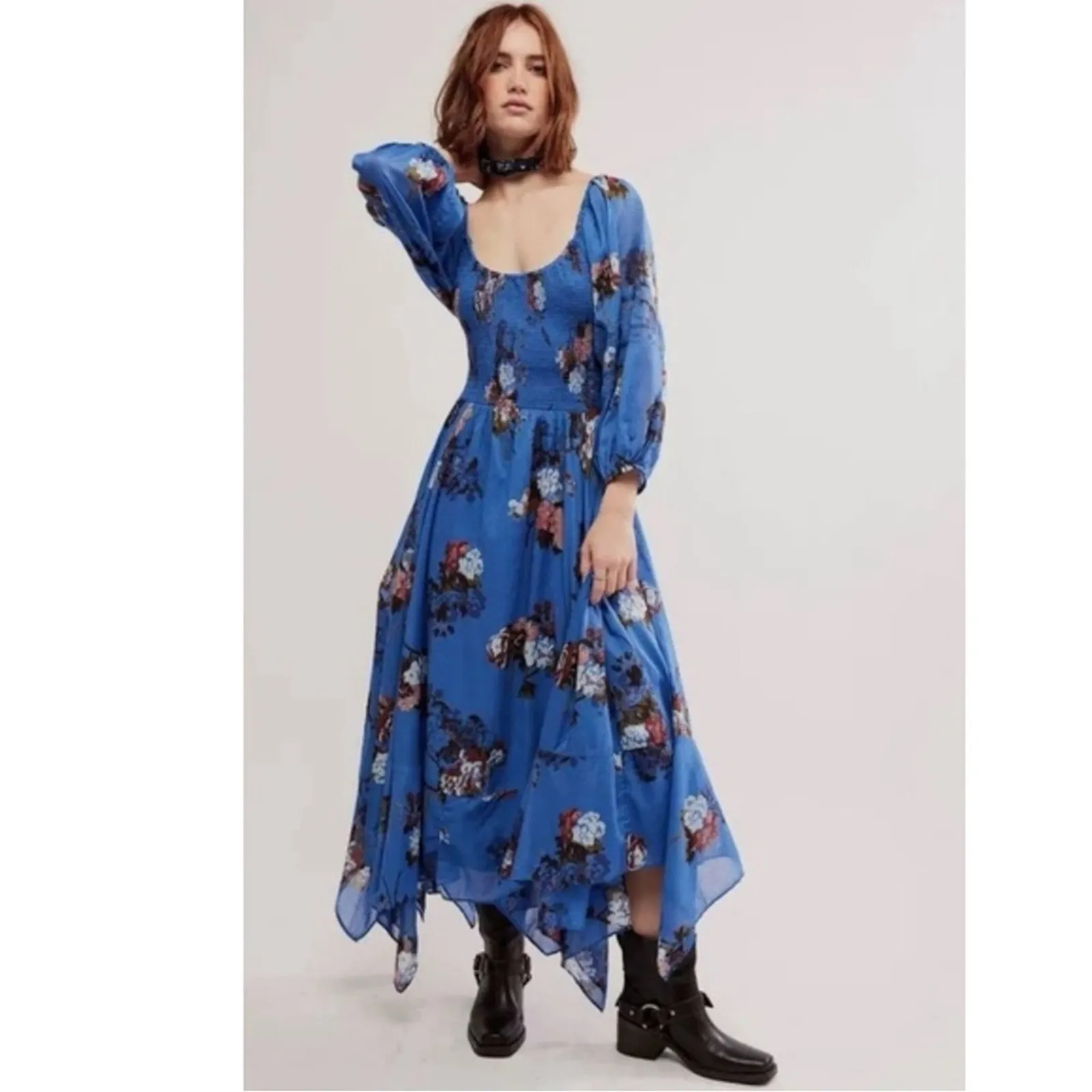 Free People Bohemian Witchy Fairy Morning Glory Maxi Dress Bluebell Large NWT - Image 5