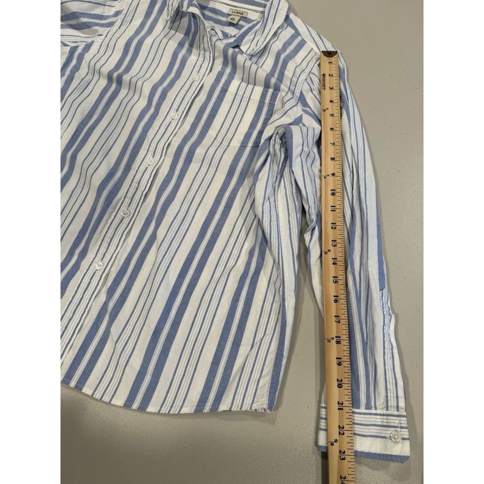 LL Bean Oxford Shirt Womens Small Striped Button Down Preppy Coastal 100% Cotton - Image 5