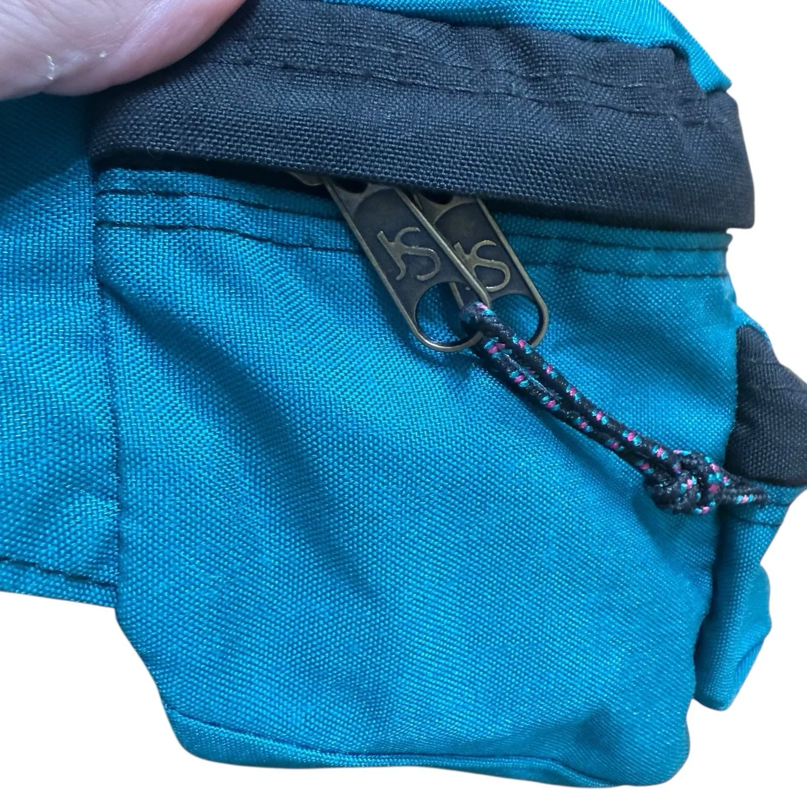 VTG Jansport Fanny Pack 2 Pouch‎ Waist Bag TEAL GREEN Black USA 90's - Image 9