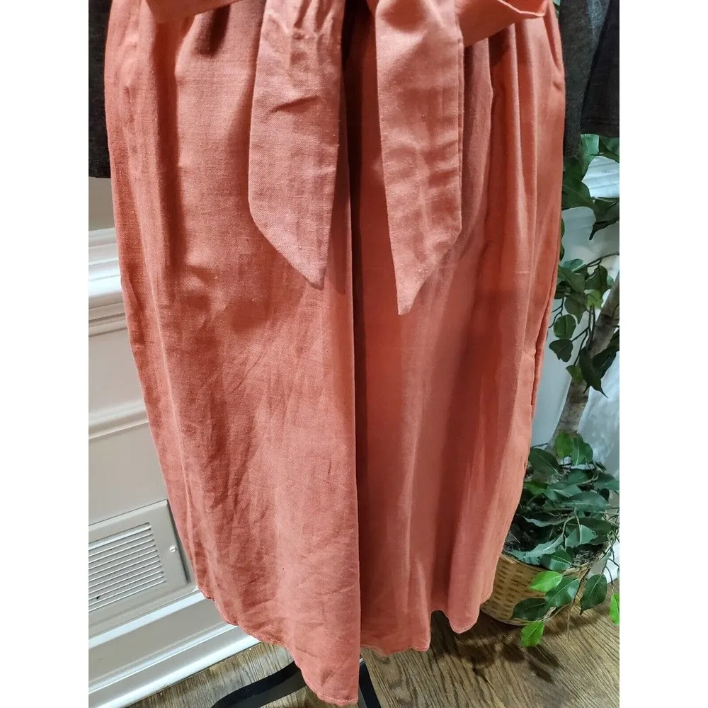 Tinley Women's Brown & Gray Rayon Round Neck Long Sleeve Knee Length Dress Small - Image 4