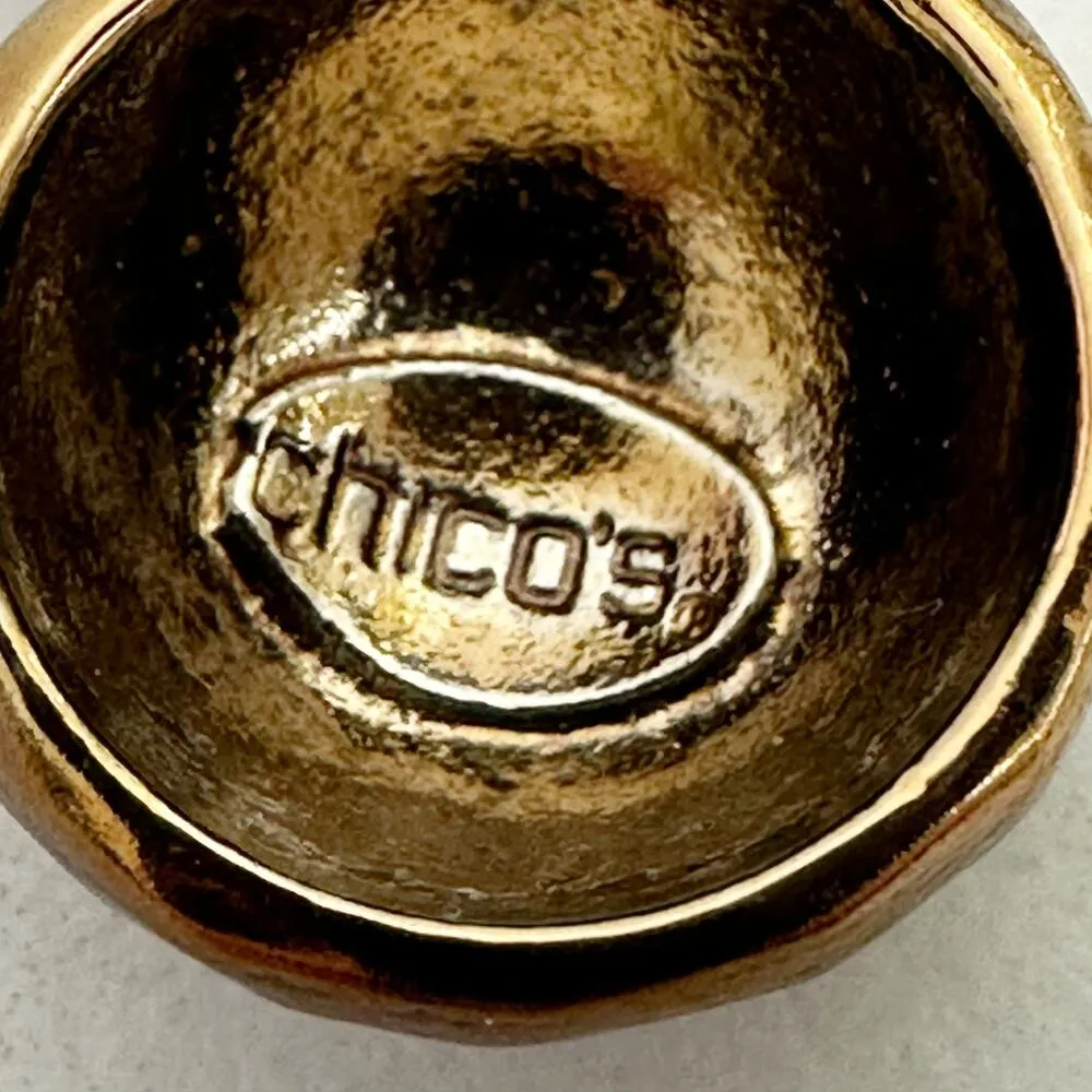 Chicos Hammered Metal Gold Tone Post Dangle Earrings Pierced Pair ✨ - Image 3