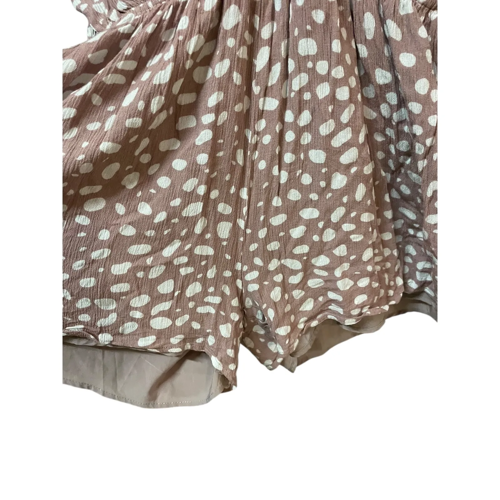 Pink Lily Pink White Speckled Print Kimono Sleeve Romper Jumpsuit Women's L - Image 6