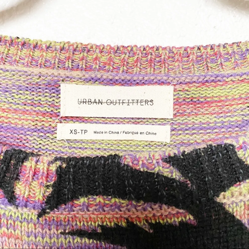 UO Cape Print Oversized Cropped Sweater Size XS - Image 5