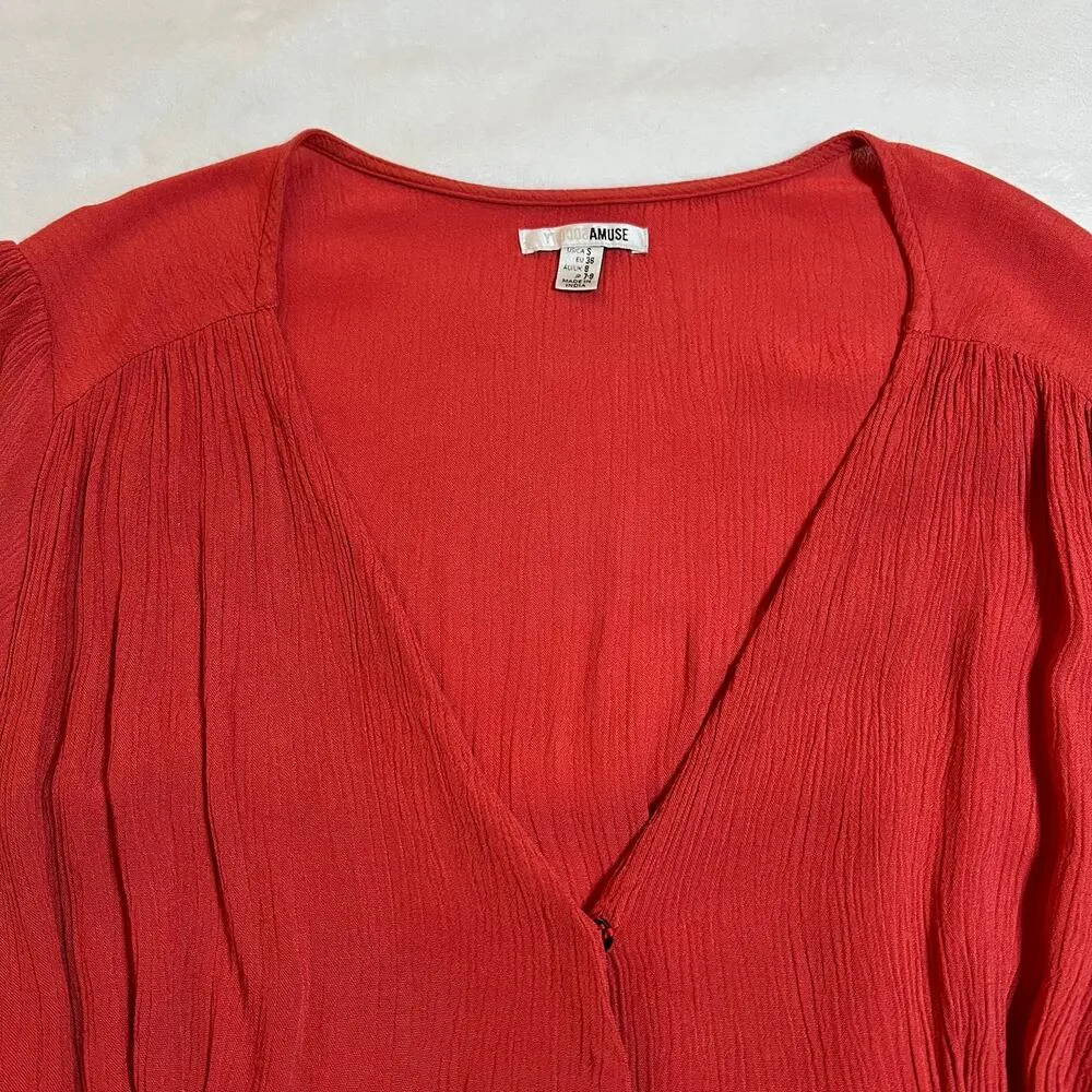 Amuse Society Beachscape V-Neck Short Sleeve Wrap Maxi Dress Size Small Casual - Image 7