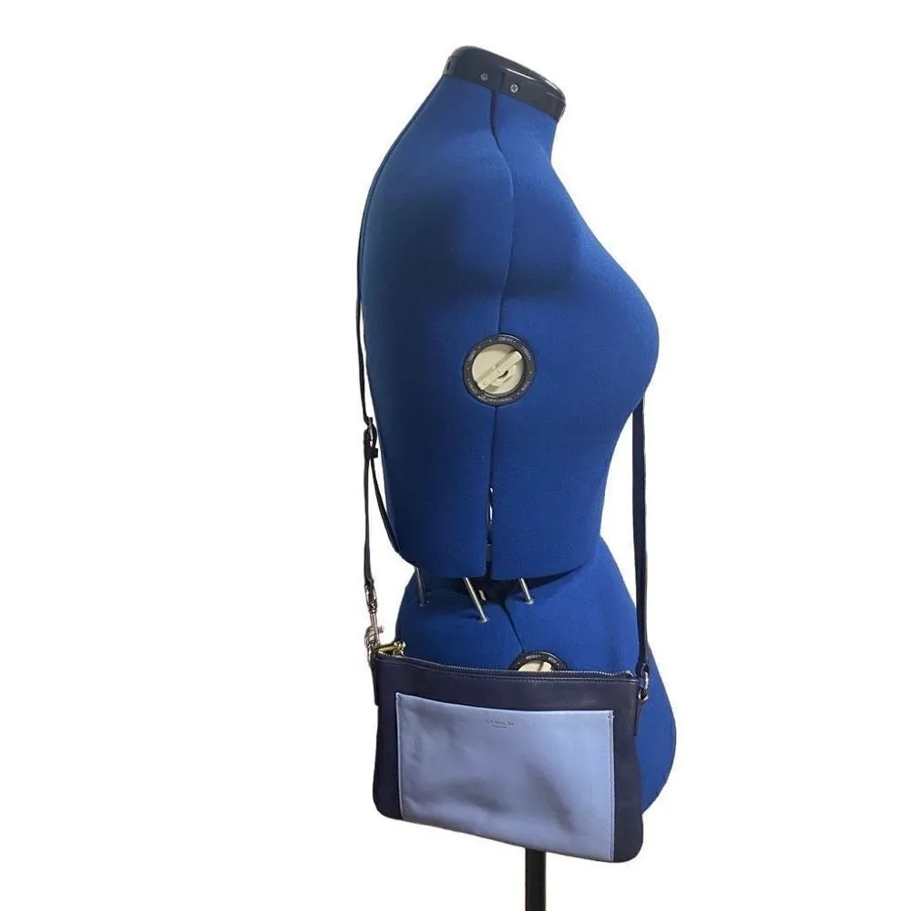 COACH Women’s Color Block Vachetta Leather Crossbody Handbag Size‎ 7X10 Blue - Image 2