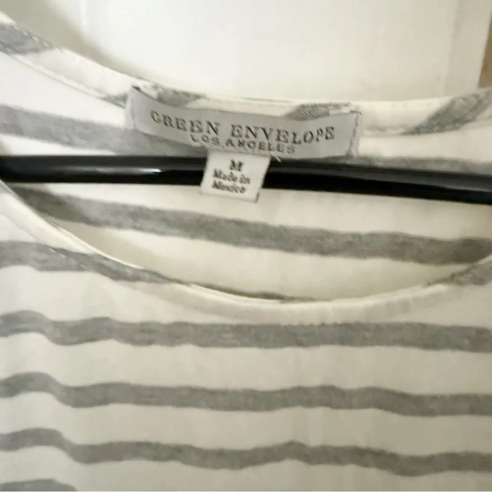 Green Envelope Striped Top size Medium White - Image 5