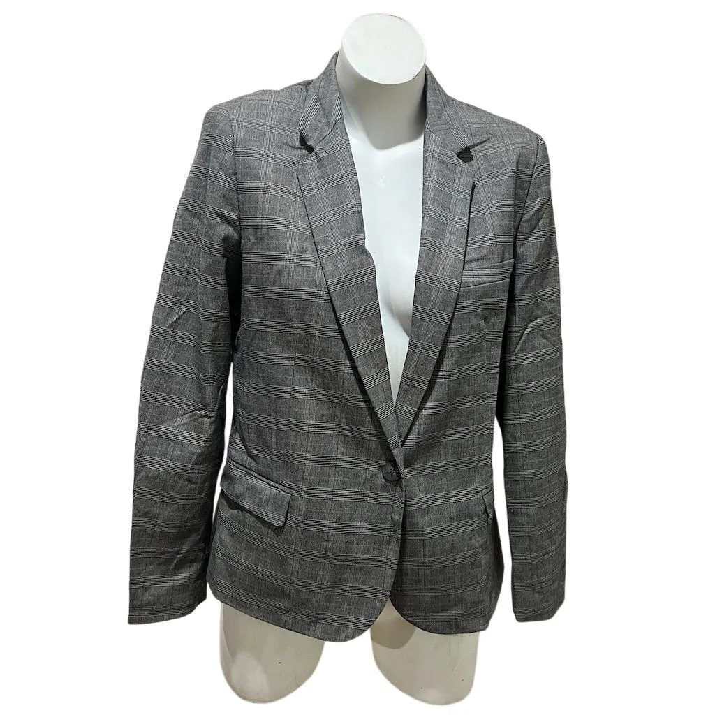 Zara Basic Women's XL Gray Plaid Blazer Mid - Image 5
