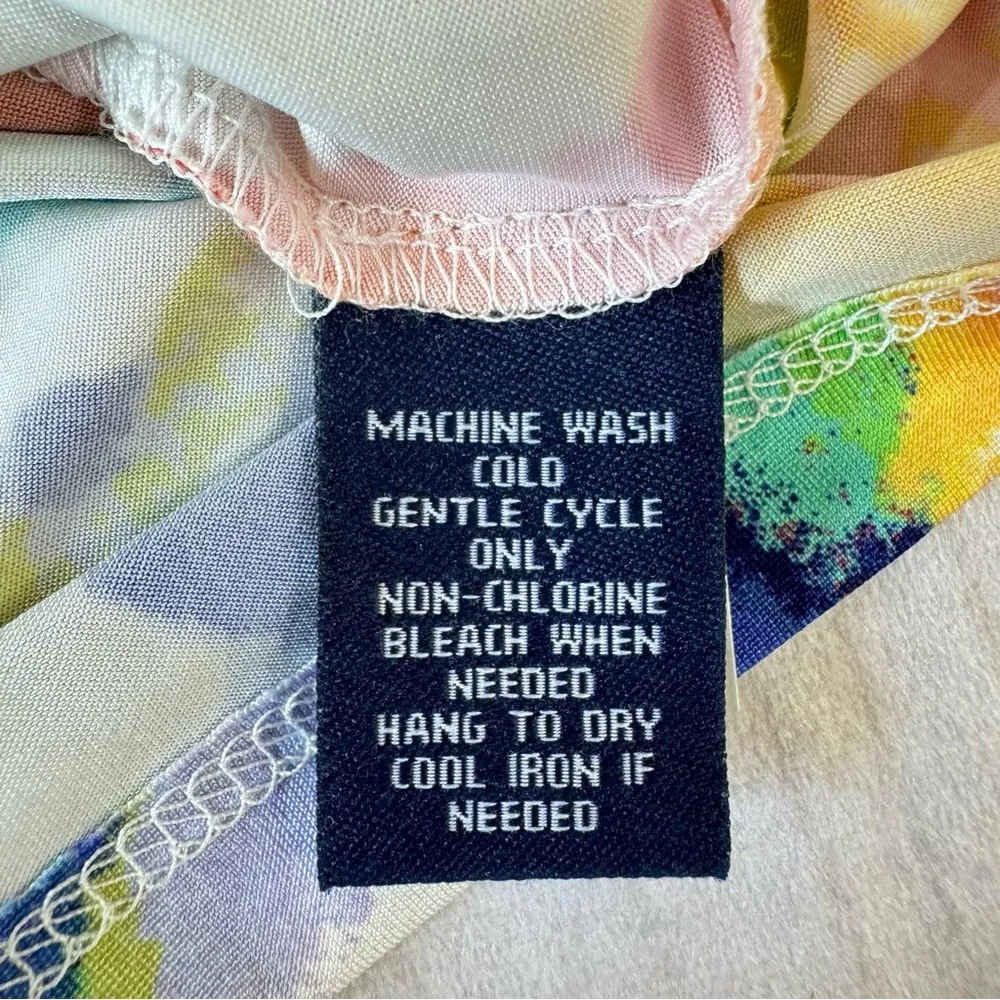 Ralph Lauren Chap’s Draped Wrap Front Colorful Floral Sleeveless Dress Medium - Image 14