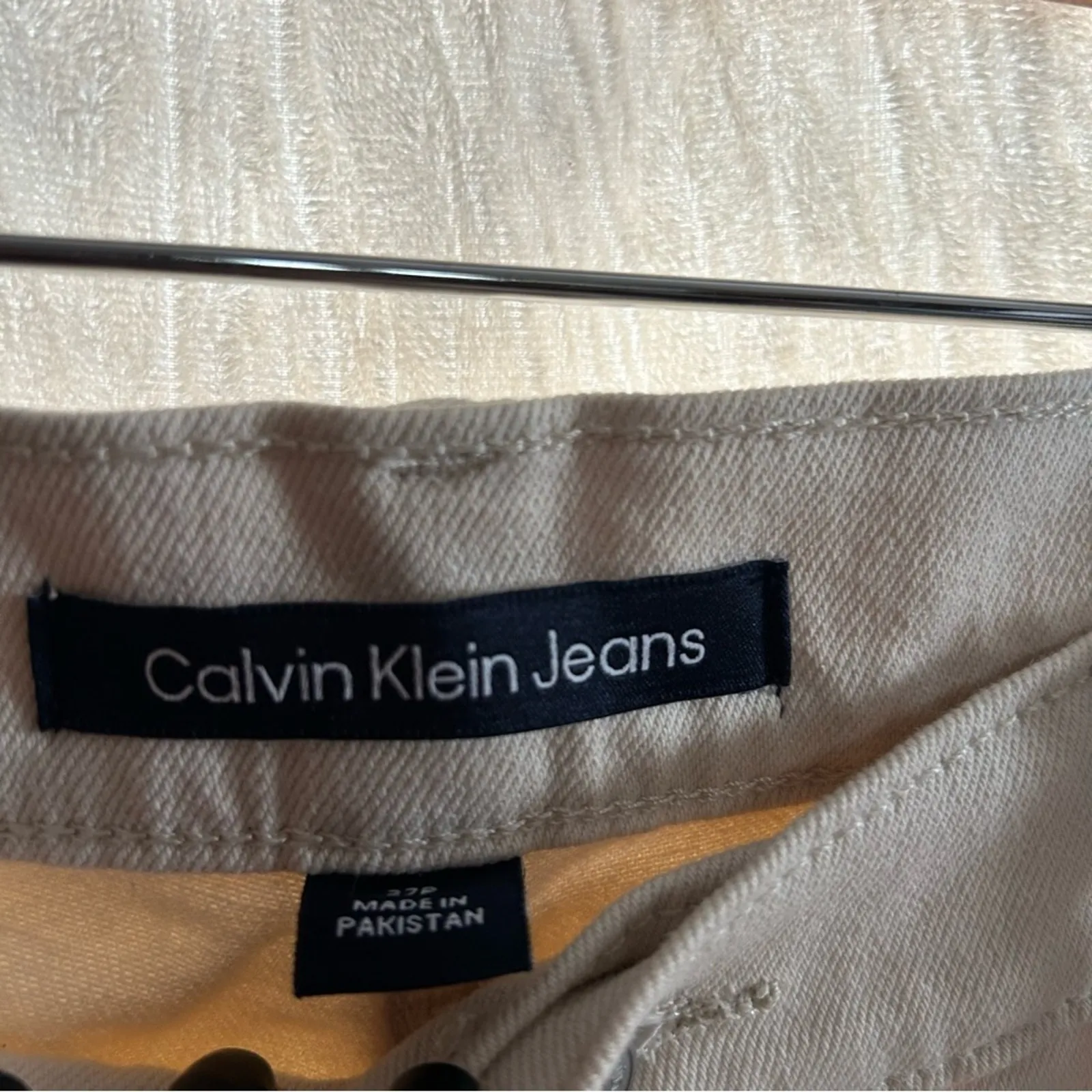 Calvin Klein Carpenter Jeans Utility High Rise Straight Leg Ecru Cream NWT 27P‎ - Image 4