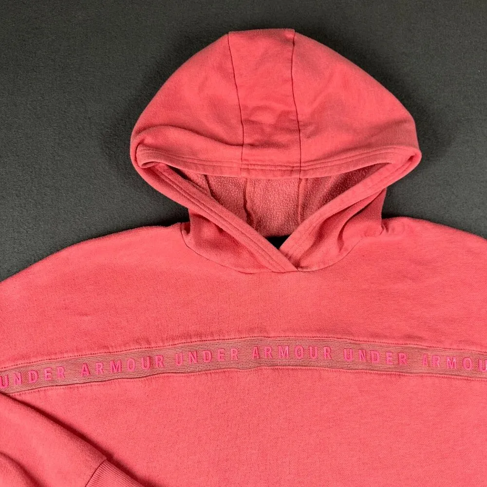 Under Armour Womens M Pink Cropped Pullover Hoodie Long Sleeve 1328947 - Image 3