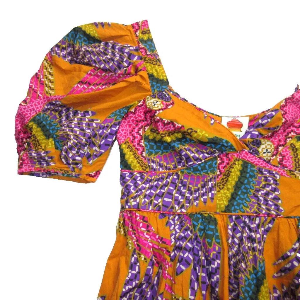 NWT FARM Rio Beaded Macaw Midi in Orange Puff Sleeve Cotton Poplin Dress S $230 - Image 7