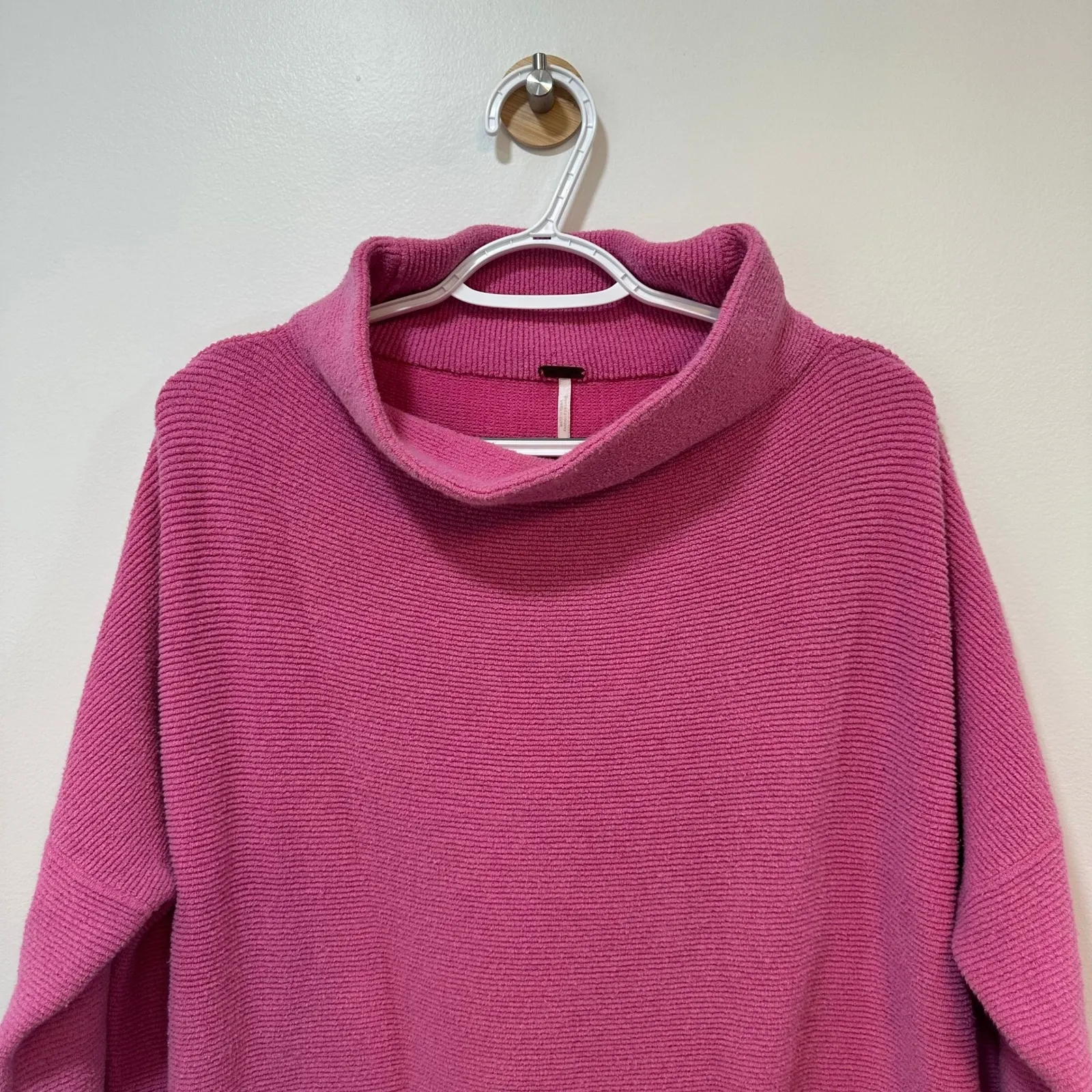 Free People Womens Ottoman Tunic Sweater Small‎ Pink Cowl Knit Oversized Slouchy - Image 2