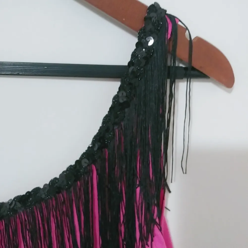 Forum Costumes M/L Pink Black Fringe GoGo Mini Dress Size L - Image 4