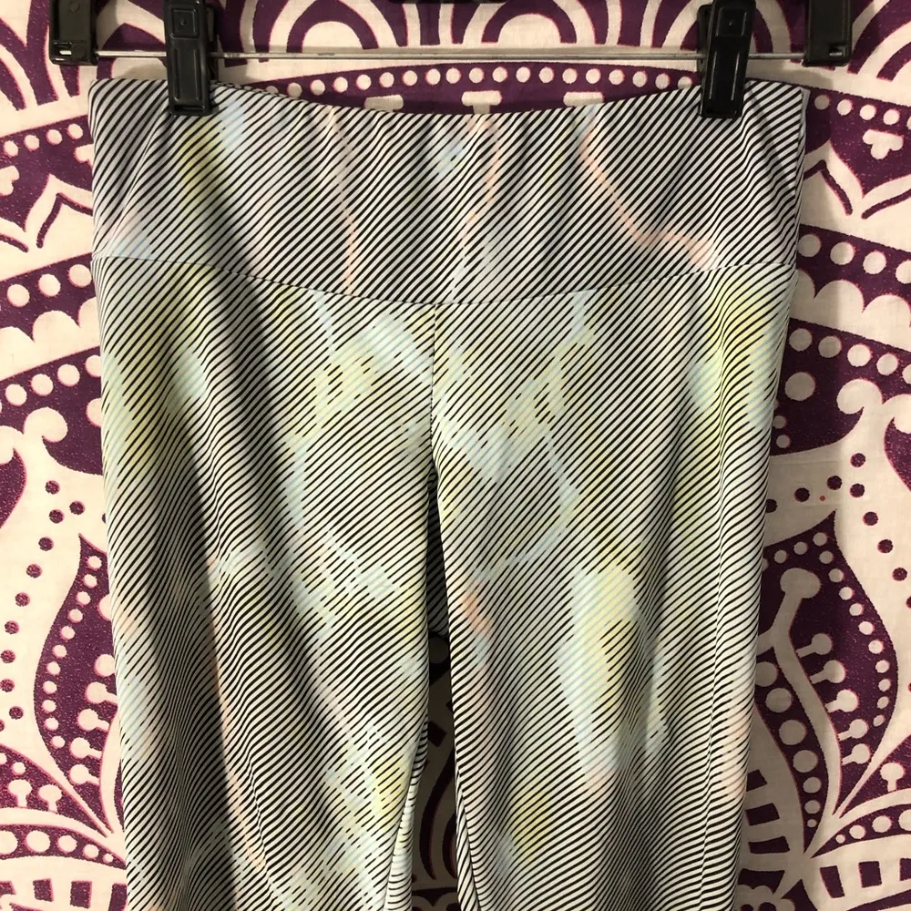 Onzie Diagonal Stripe Leggings Full Length Small Medium Blue Green - Image 2