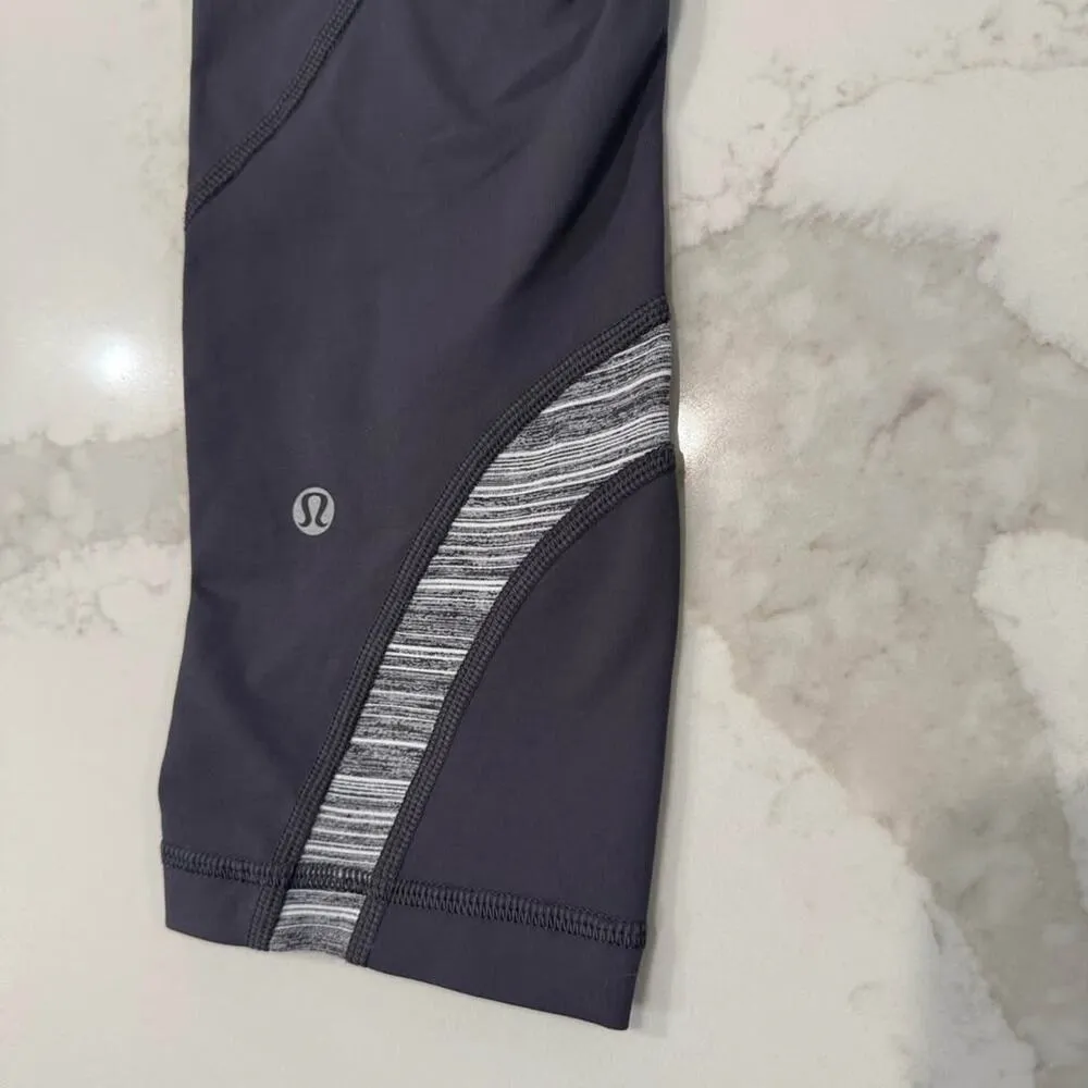 Lululemon Run Inspire Crop II Leggings Women's 8 Gray/Purple Capris Yoga Workout - Image 8