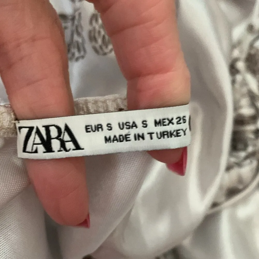 Zara Light Silvery Pearl Paisley One Shoulder Sarong Goddess Dress - S - Image 5