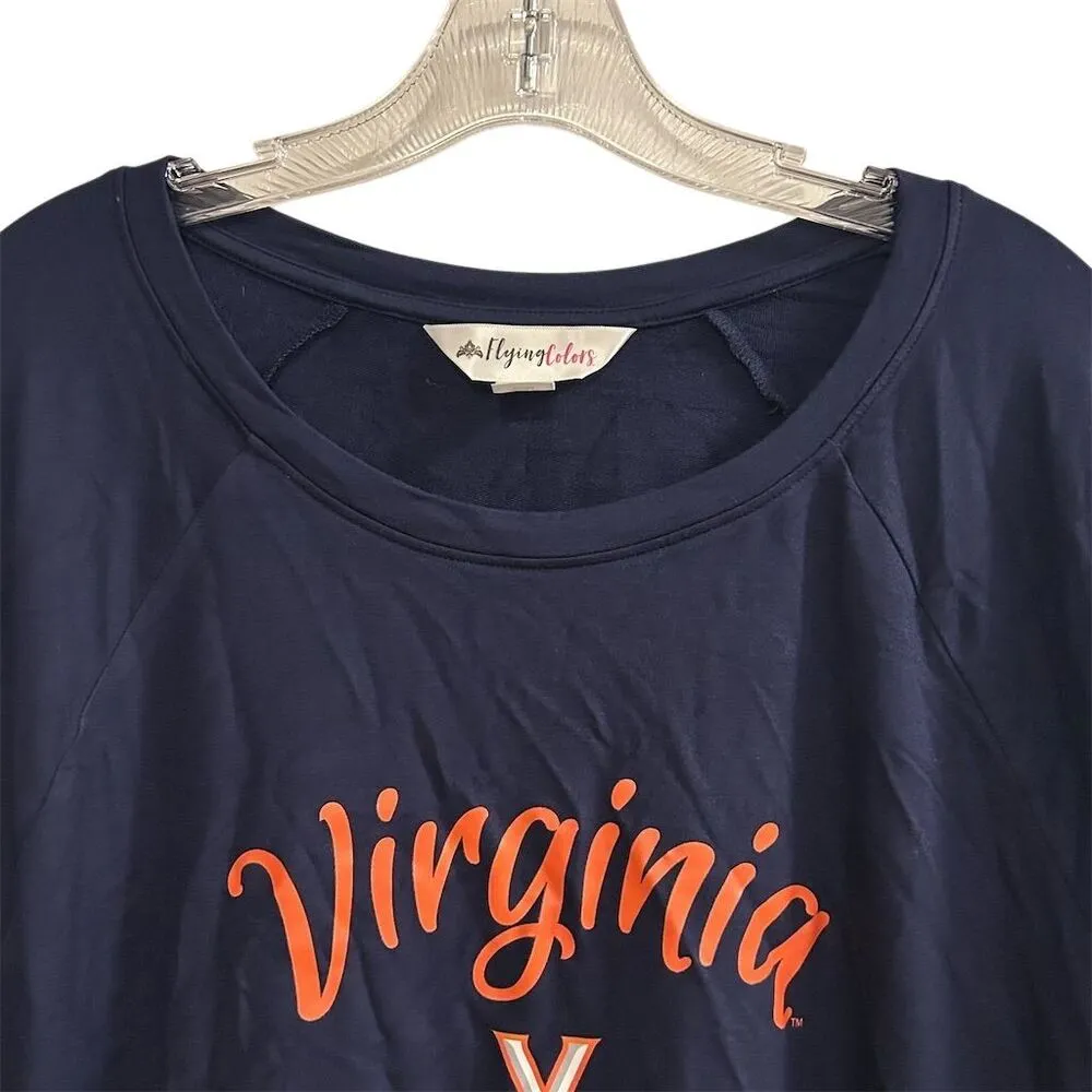 Flying Colors Virginia Cavaliers Women's Ruffle Sleeve Top Blue XL - Image 6