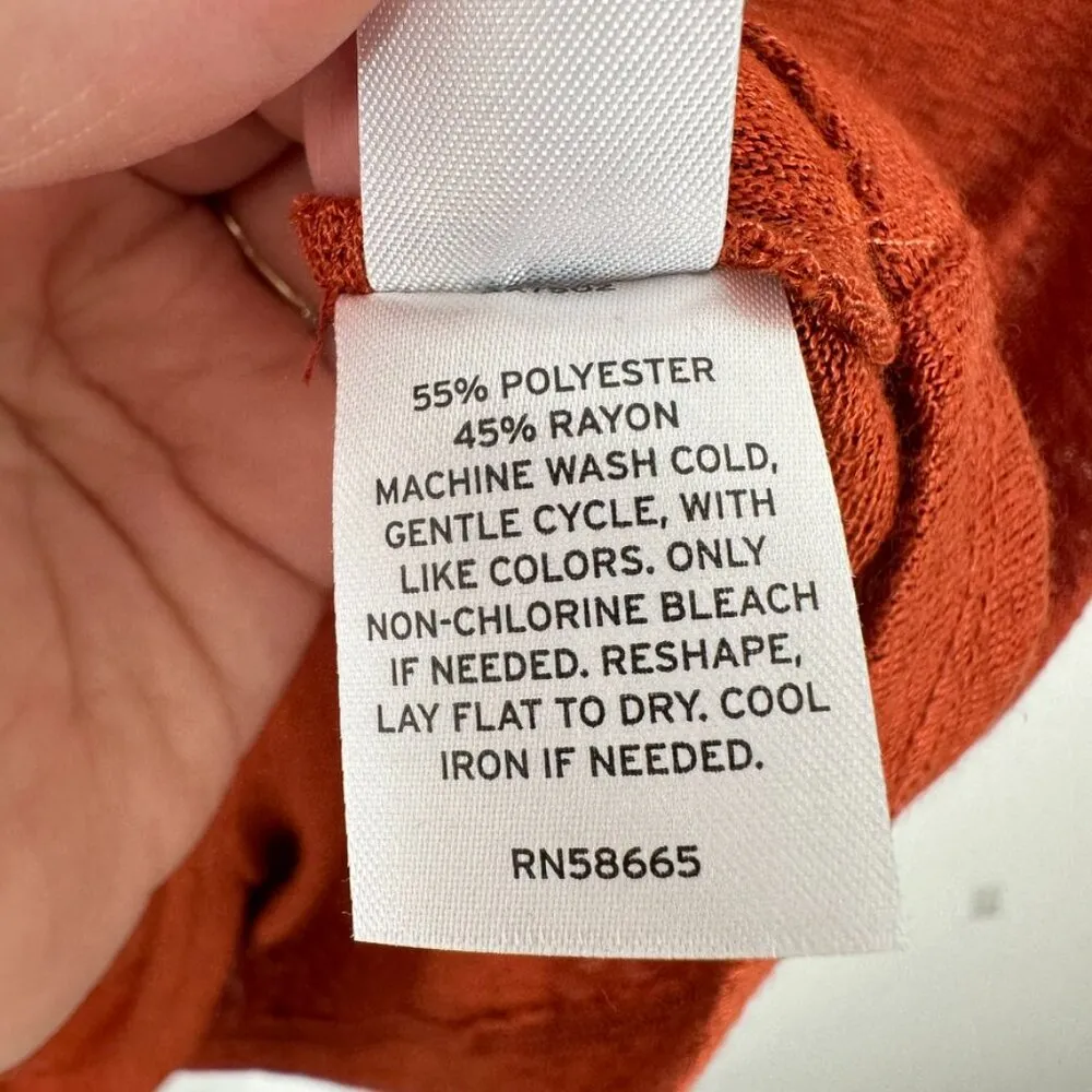 Caslon Nordstrom Twist Front V Neck Lightweight Casual Tee Shirt Dark Orange NWT - Image 5