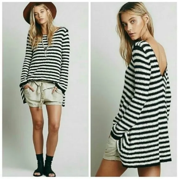 FREE PEOPLE COUNTING STRIPED SWING LONG SLEEVE SWEATER TUNIC DRESS - Image 2