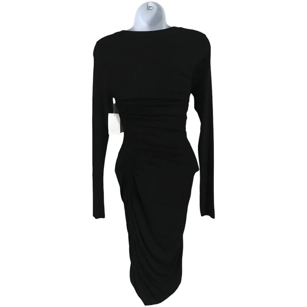 Ruched Bodycon black Dress Size 0/ XS  NWT Reg $119. - Image 5