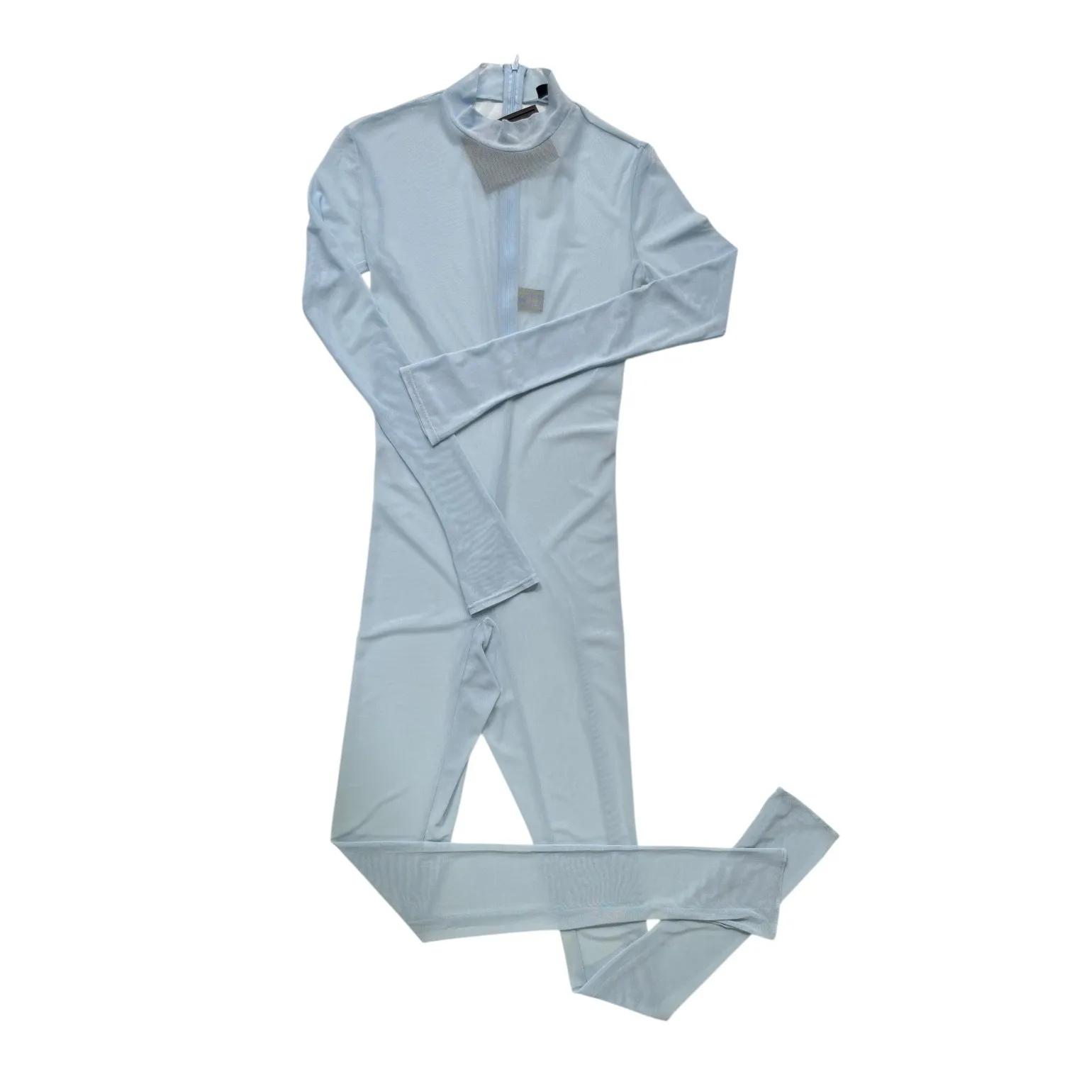 Lapointe Mesh‎ Mock Neck Catsuit in Light Indigo Blue Size 2 - Image 2