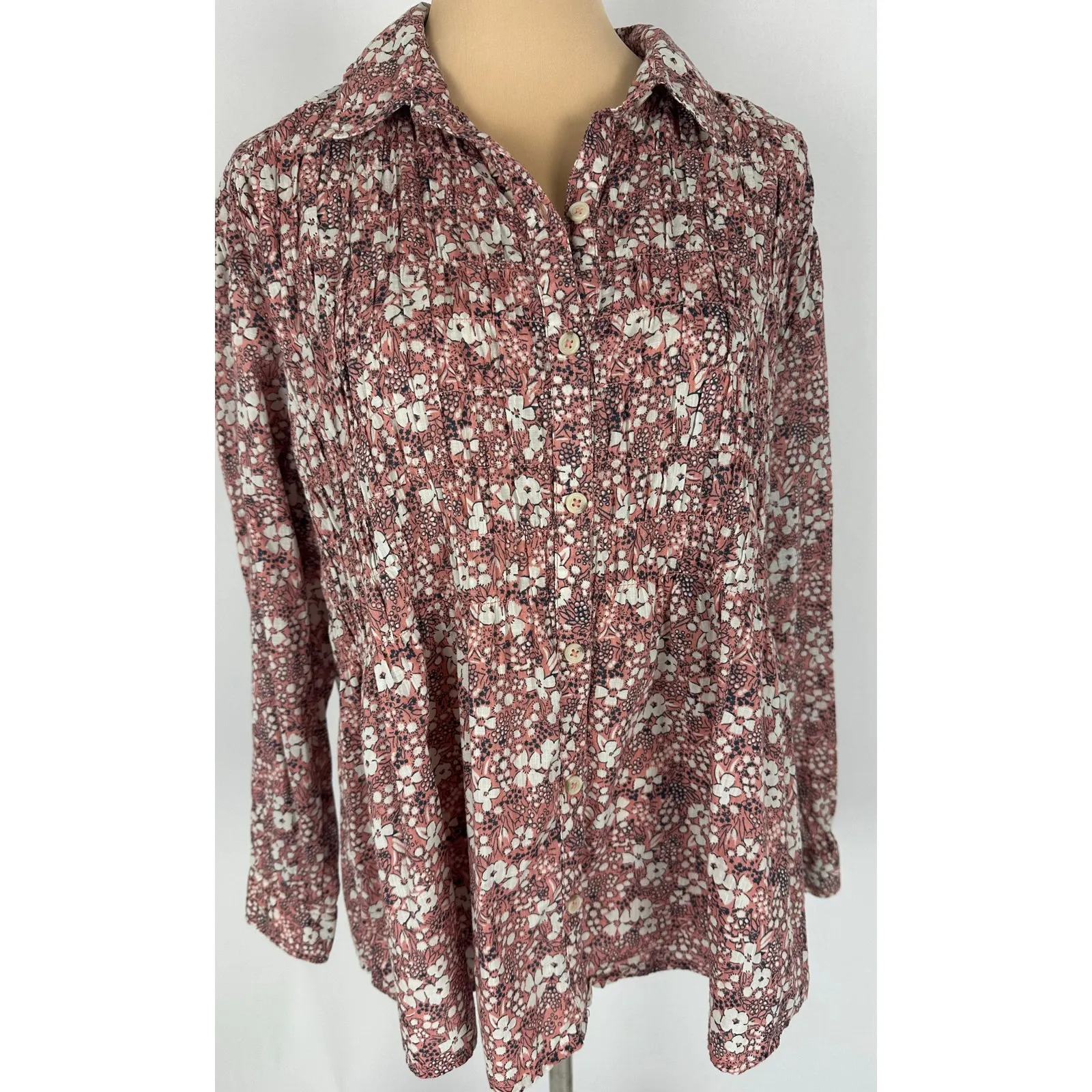 Anthropologie Pilcro Size XS Sasha Smocked Button Down Shirt Oversized Western - Image 2