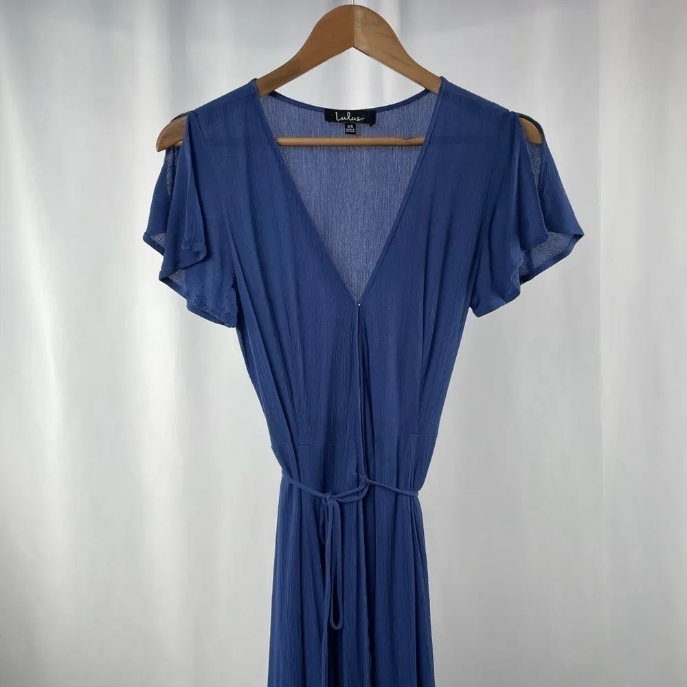 Lulus Heart of Marigold Wrap Maxi‎ Dress in Denim Blue Size Extra Small - Image 5