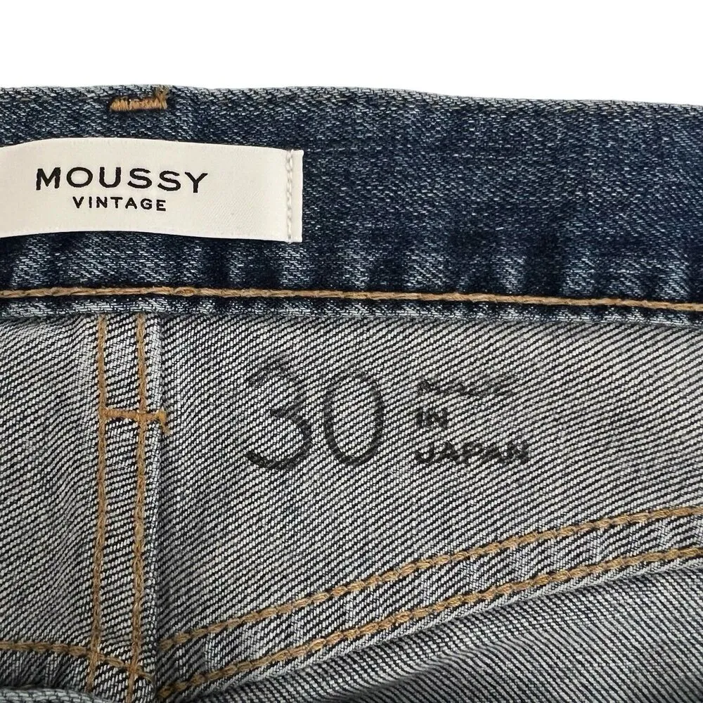 MOUSSY VINTAGE Harris Straight Step Hem Jeans Button Fly Waist 30 Made In Japan Blue - Image 9