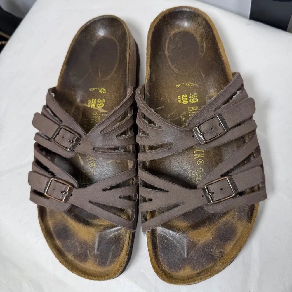 Birkenstock Granada Brown Leather Strappy Sandals Cork Footbed Sandals SZ 8 - Image 4