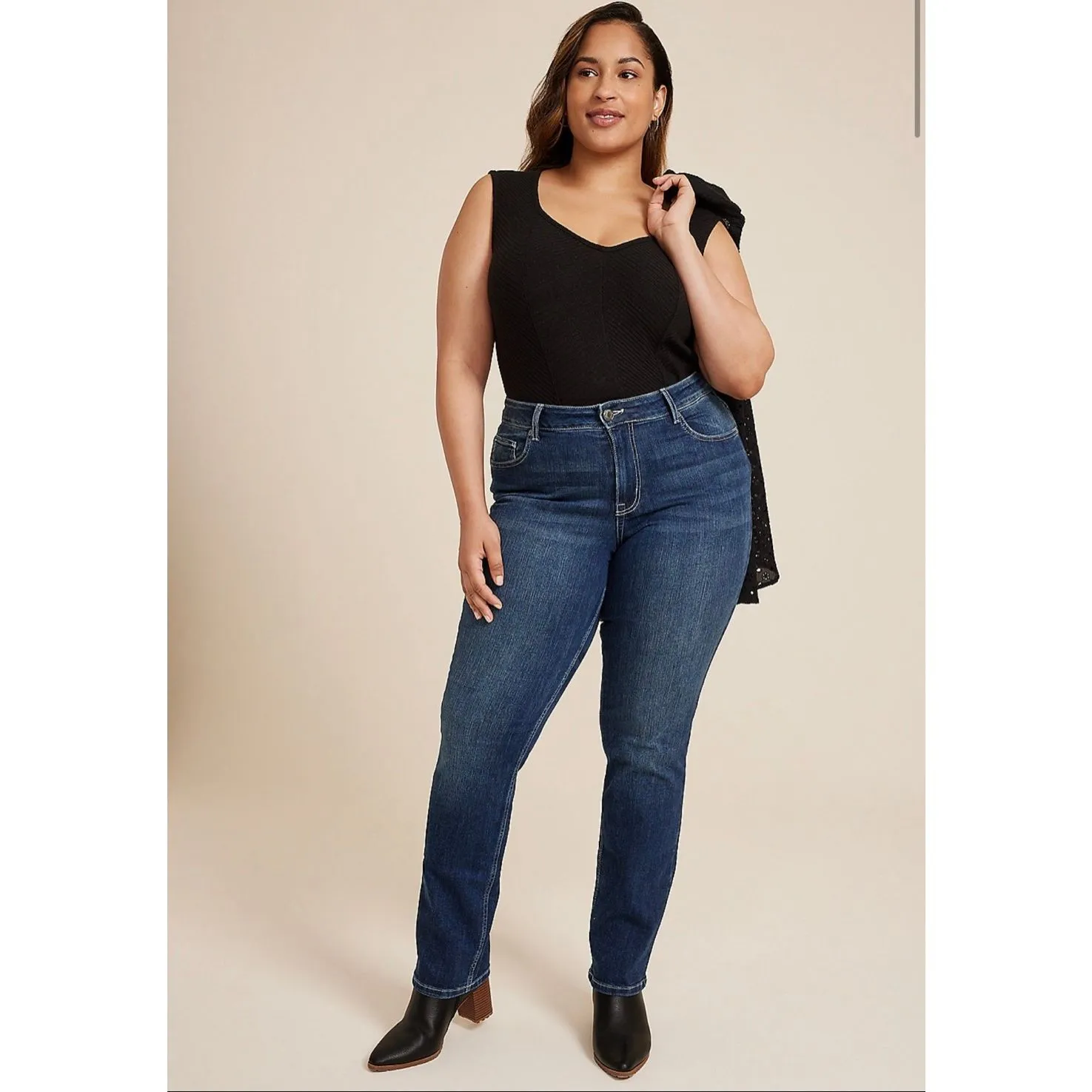 Maurices M Jeans Plus Size Classic Straight Curvy High Rise Straight Jeans Long - Image 10