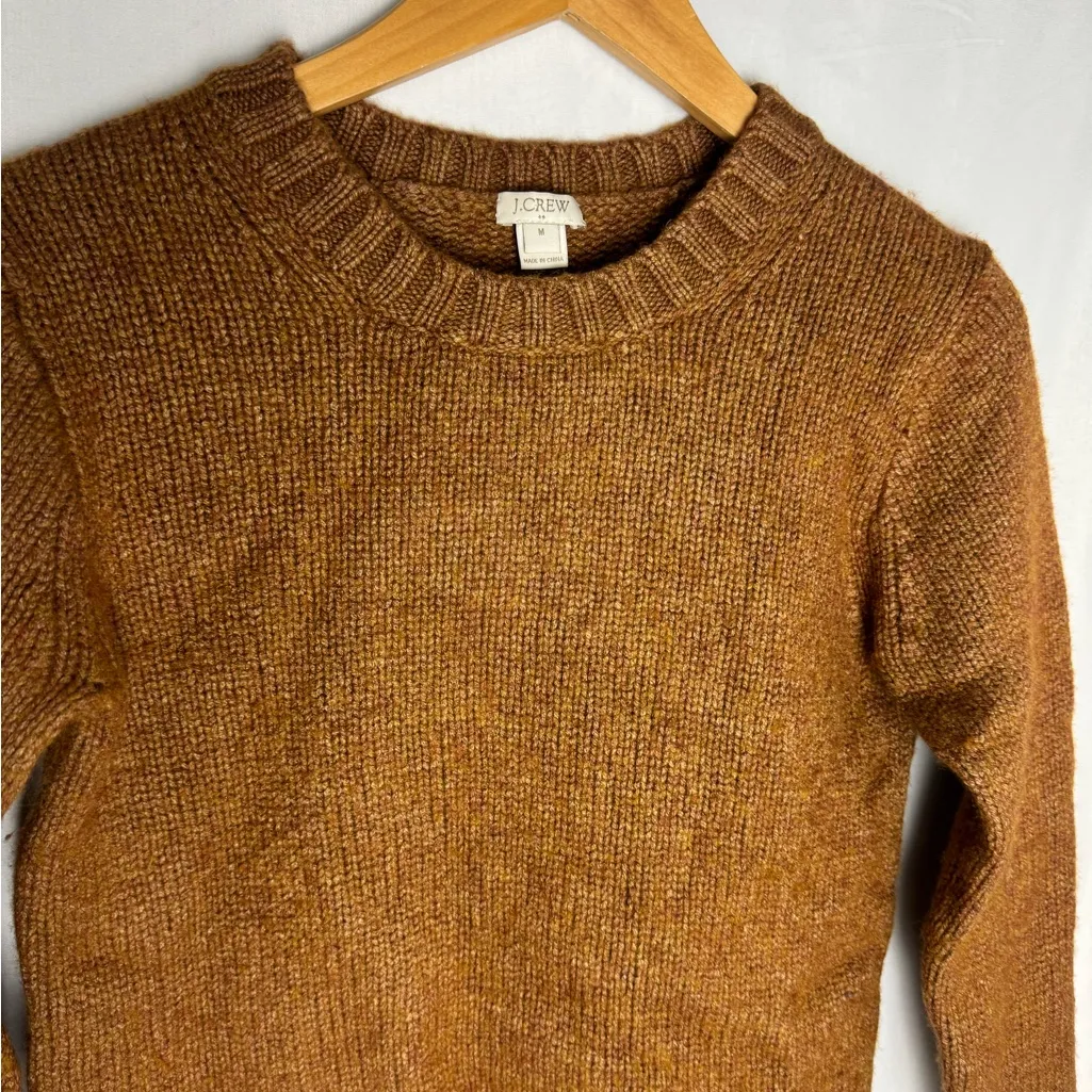 J. Crew Women's Brown Sweater wool long sleeve crew neck medium - Image 4