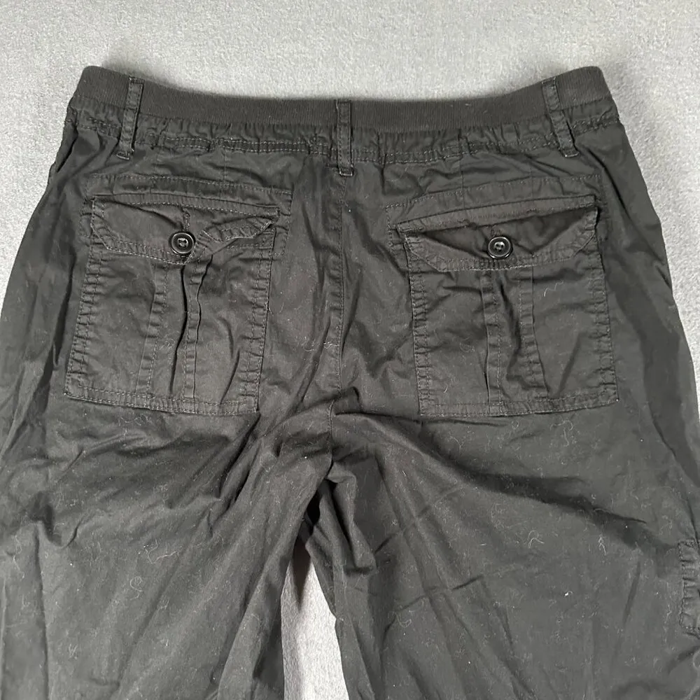 Alpine Design Womens 10 Black Cropped Capri Cargo Pants Flat Front Pockets - Image 8